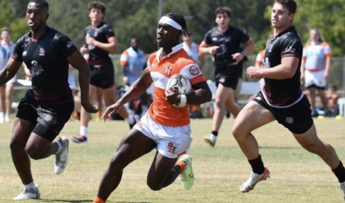 Try-scoring SHSU Bearkat Dag Dowuona. Photo Troy Tanzer.