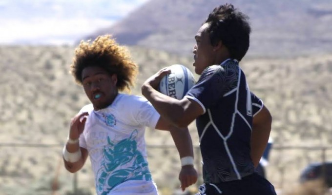 Snow Canyon in black against Rhinos in white. Photo Snow Canyon Rugby.