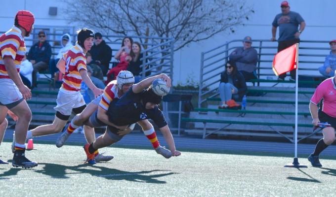 Chuckie Guar goes in for the try for St. Augustine. Dennis Drab photo.