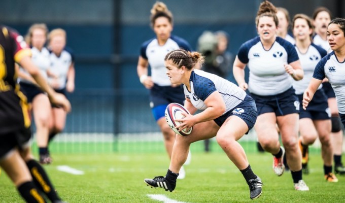 Kat Stowers assesses her options. Photo BYU Rugby.