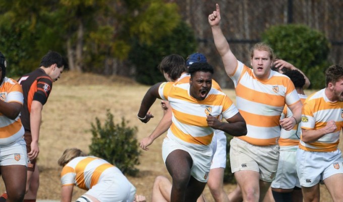 Tennessee players celebrate a try against Bowling Green. Photo Broadgauge Media.