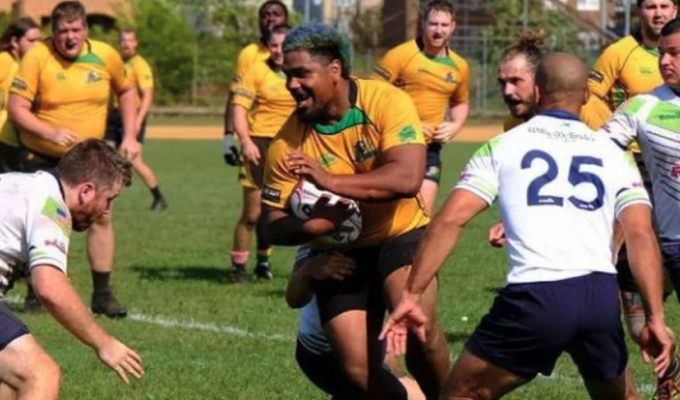 Tevita Bryce in action for Montclair. He went into cardiac arrest during a game and was saved.