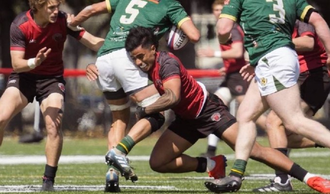 Tia'i Vavao making a tackle for Central Washington. Photo CWU Athletics.