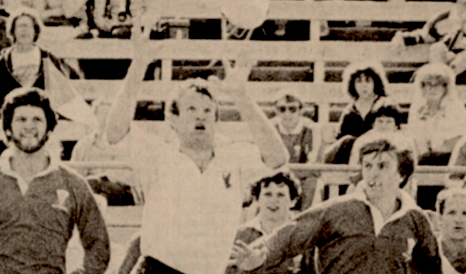 Tom Selfirdge intercepts a pass against Wales in 1980. Photo Rugby Magazine.