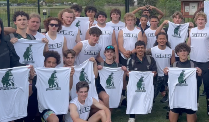 Granite Bay and their Tyson Strong T-shirts in honor of Tyson Wasser.