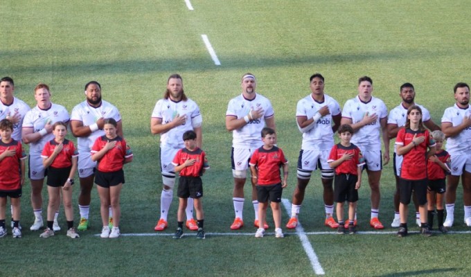 USA lines up for the anthem against Belgium. Alex Goff photo.