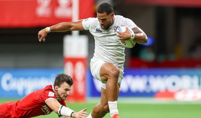 Martin Iosefo steps out of a tackle. Photo P. Yates for World Rugby.