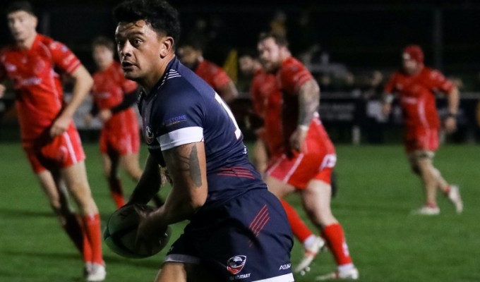 Niko Spino on his way to scoring vs the British Army. Photo Alligin UK.