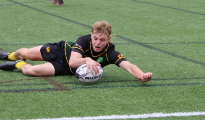 Finlay Hutton scores. Rory Goff photo.