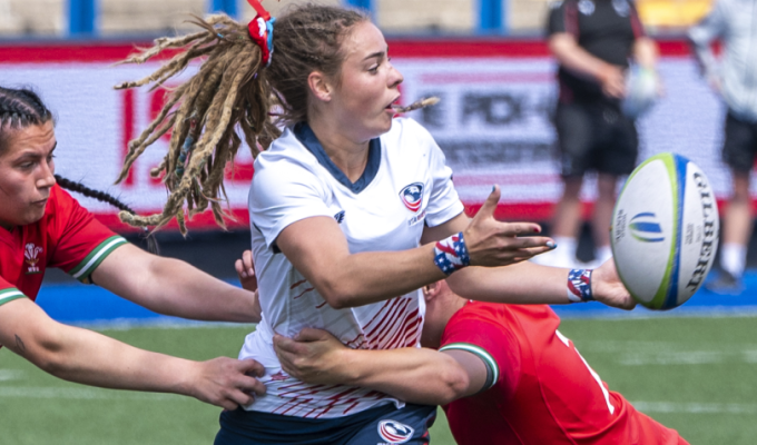 Life University's Bella Vogel playing for the USA U18s. Photo Tim Anger.