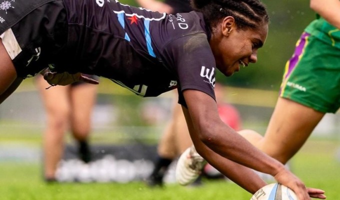 University of New Haven's Sereana Vulaono scored the tournament-winner. Photo USA Rugby.