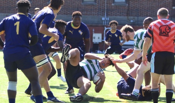 Principia in purple, WashU in green and white. Christine Krug Photo