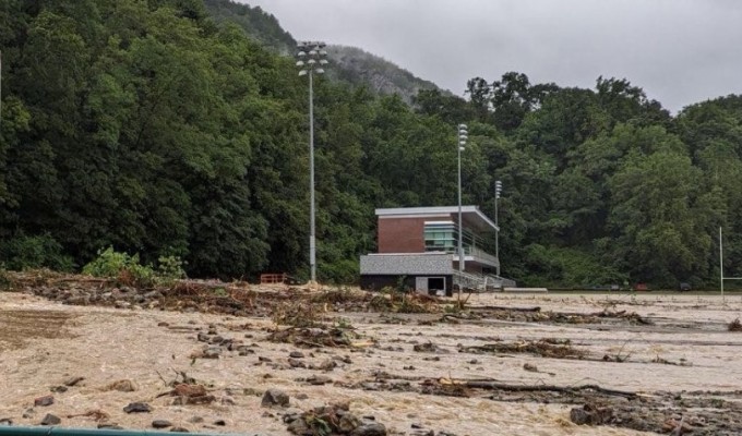 Flooding at the Anderson Rugby Complex at West Point.