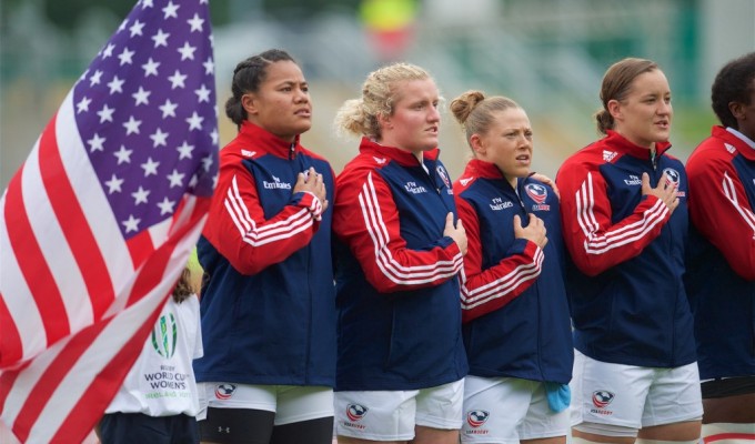 The USA singing the anthem in 2017. Ian Muir photo.