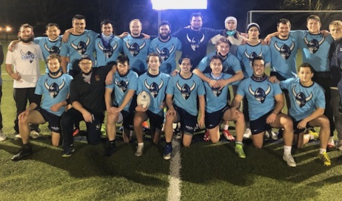 The Western Washington team after a session with Seattle Seawolves Head Coach Allan Clarke. 