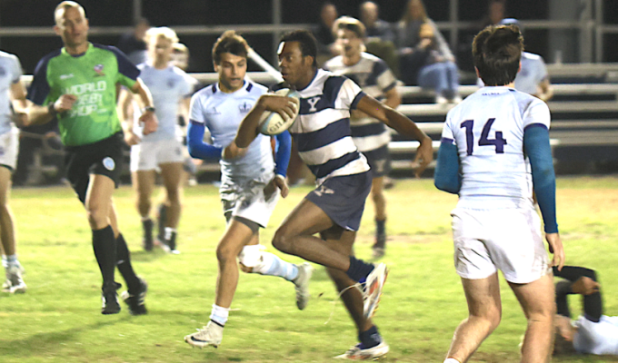 Yale wing Chin Onwu finds some space against Columbia.