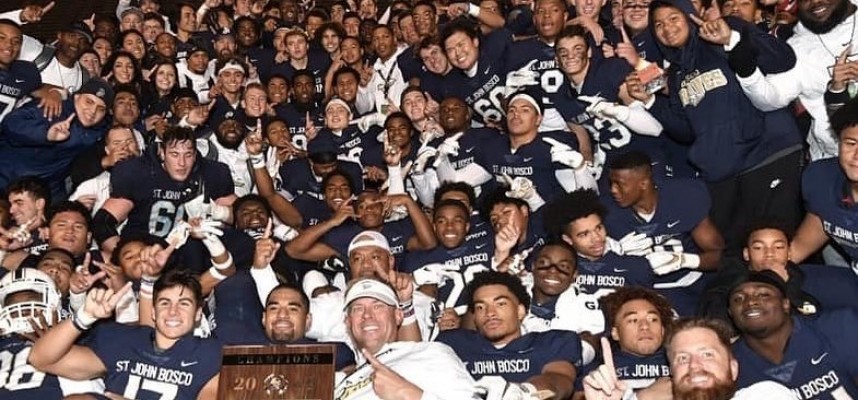 St. John Bosco Football celebrates. Photo from St. John Bosco HS Facebook feed. St. John Bosco Football celebrates. Photo from St. John Bosco HS Facebook feed.