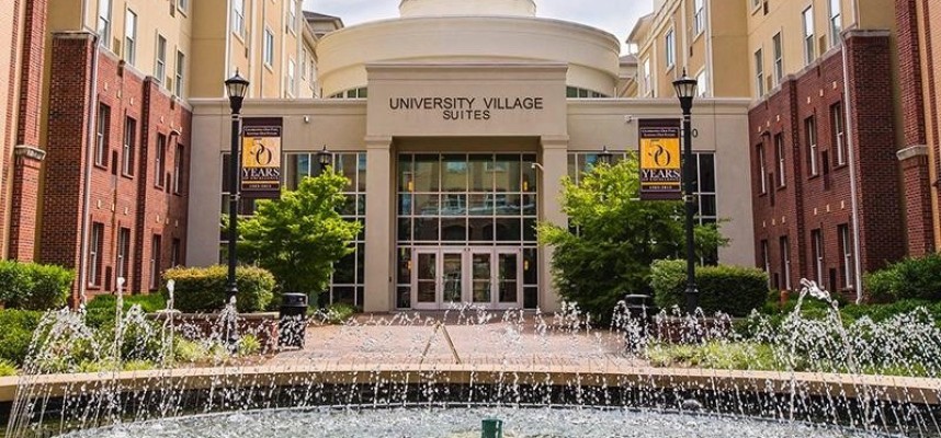 The main entrance to the University Village Suites at Kennesaw State University. The main entrance to the University Village Suites at Kennesaw State University.
