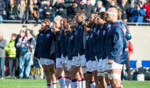 USA Mens National Rugby Team stands for the National Anthem November 1 v New Zealand in Chicago. David Barpal photo.