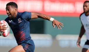 Marcus Tupuola on a breakaway in Dubai. Mike Lee KLC Fotos for World Rugby.