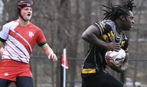 Larell Biggs charges ahead for Aspetuck. Photo @CoolRugbyPhotos.