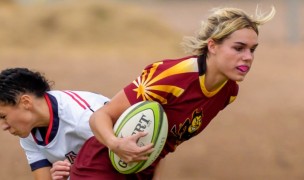 ASU's Lily Morrison gets some attention. Photo Recess Photo.