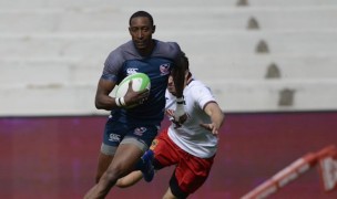 Perry Baker scored three against Spain, but Argentina generally kept him in check. Photo World Rugby.
