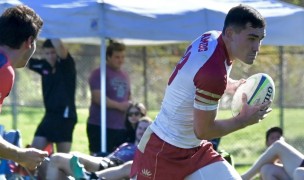 Pat Massman leads the chase for Boston College. Photo @CoolRugbyPhotos.