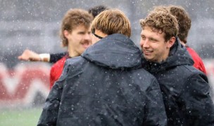 Brock Kluempers smiles post-match. He is part of a group of players staying at CWU and reforming the team as a club.