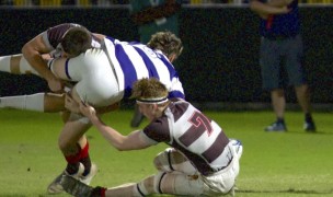 Tackle time from the 2022 NCR D1 final, won by Brown. Ollie Laseinde photo.