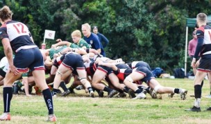 Chico State's scrum gets moving. And the team moves up.