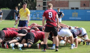 Central Washington men scrum down vs UCLA. Alex Goff photo.