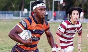 Dag Dowuona for Sam Houston State. Photo Bayou Rugby Coverage.