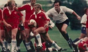 Ed Burlingham chases down a Canadian ballcarrier. Photo USA Rugby Hall of Fame.