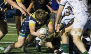 Davey Kotnik over for the try. Jack Nece photo.