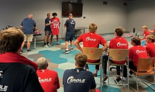 U16 jersey ceremony, with the U18s handing out the jerseys.