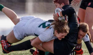 Emily Henrich can tackle too. Photo Dartmouth Athletics.