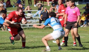 Stephen Ryan charges ahead for Fairfield against Buffalo. Photo Fairfield Rugby.