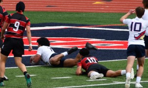 Afa Kula goes in for the try for Herriman. Travis Watson photo.