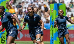 Nia Toliver, Sarah Levy, and Ariana Ramsey all smiles when they beat Australia. Photo Alex Ho for World Rugby.