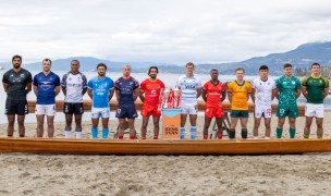 Men's team captains pose on the shores of English Bay. Photo Alex Ho and Zach Franzen for World Rugby.
