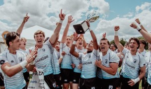 SOC Raptors raise the Lee Kelly Cup. Griff Hastings photo.