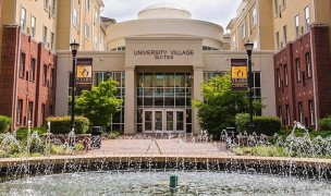 The main entrance to the University Village Suites at Kennesaw State University.