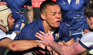 Lewis Gray scored a key try, his 16th of the season, for Navy. David Hughes photo.