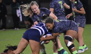 Emma Fredlund Adams makes a tackle. Photo Star Stevens.