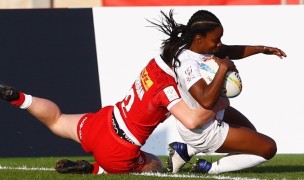 Jaz Gray goes in for a try against Canada in Malaga. Martin Seras Lima photo.