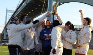 the MetNY U23s raise their cup. Photo Keith Killeen.