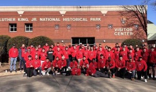 The Midwest Barbarians visit the Martin Luther King Historical Park before the games.