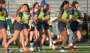 The Mountain View Varsity girls take the field. Rochelle Simmons photo.