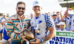 Brad Dufek during trophy time for Kentucky in Houston. Also, Brad Duffel's shirt.